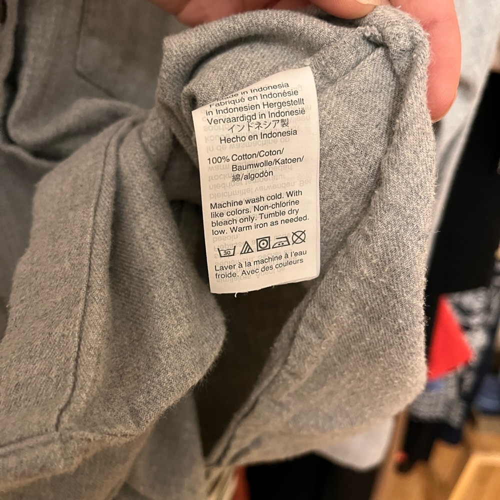 Madewell Grey Flannel Tie Shirt